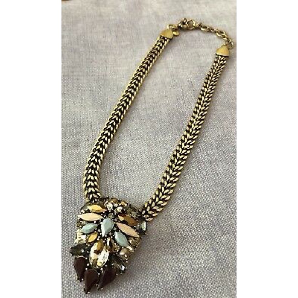 J. Crew Faceted Gem Gold/Jewel-Tone Statement Necklace
